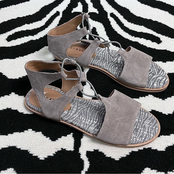 Lucky Brand Feray Titanium Flat Sandals Size 8 - Picture 11 of 16
